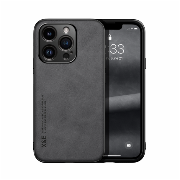 Skin Feel Magnetic Leather Back Phone Case - iPhone 15 Pro - mosaccessories